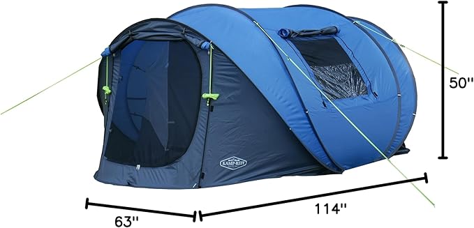 Kamp-Rite Pop Up Tunnel Tent 3 Person Easy to Set up and take Down Packable Light Weight.
