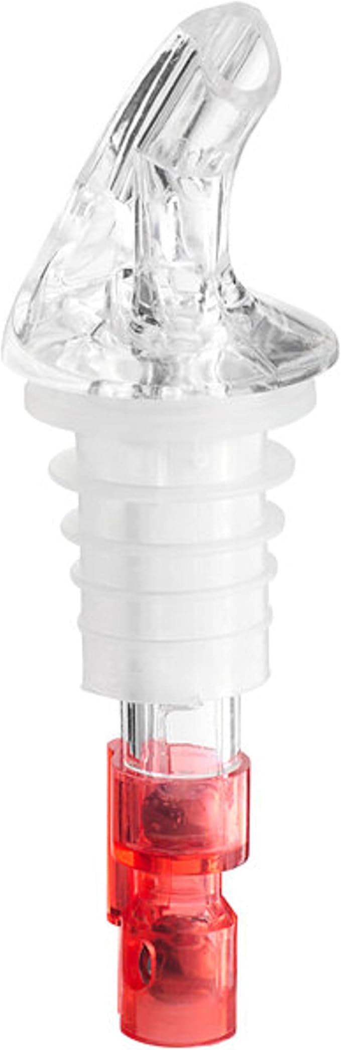TrueCraftware- 1 oz Measured Liquor Pourer with Red Tail &amp No Collar Acrylonitrile Set of 12- Cocktail Shot Dispenser Liquor Bottle Pourers Alcohol Liquor Pourers Bar Bartender Accessories