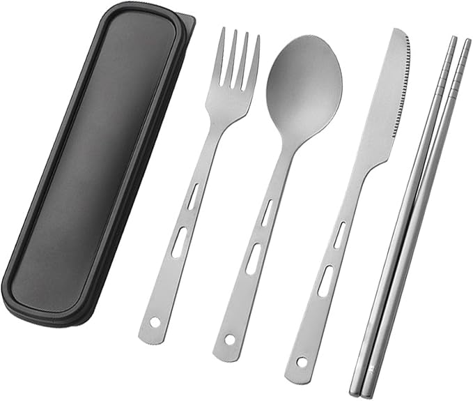 Alomejor Tableware Set Portable Fork Spoon Knife Chopsticks Cutlery Lightweight Camping Picnic Utensils