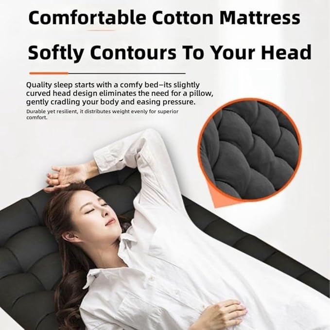 Folding Cot Lounge Chair with Removable Cushion Portable Heavy Duty Adjustable Pillow Reclining Compact Design for Outdoor Beach Camping Patio Garden