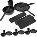 4sets Black Camping Dinnerware Cutlery Bowl Plate Cup Utensils Case for Picnic Hiking