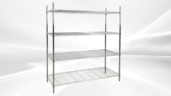 Commercial Chrome Wire Shelving Rack All Stainless-steel Heavy Duty 4 Tier Wire Shelf W60xD18xH71 for Storage ETL