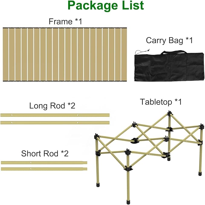Folding Camping TablePortable Upgraded Carbon Steel Table for Picnic Barbecue Grill Beach Patio