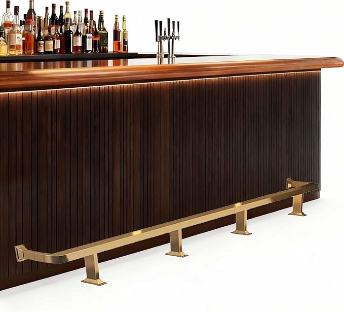 Pub Bar Foot Railing 3 4 5 6 7 ft Square Tube Footrest Rack for Under Counter Stainless Steel Pipe Foot Rest Complete Handrail Shelf Rails(Gold7ft/213cm)