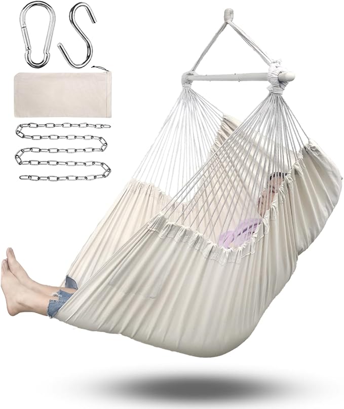 ADVOKAIR Hammock Chair Large 70.9x47.2 32% Bigger XXL Hanging Swing Chair with 500lbs Capacity Heavy Duty Steel Spreader Bar Extra Roomy Comfort for Adult Indoor Outdoor Bedroom Patio