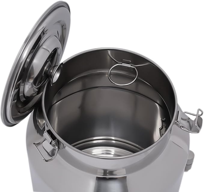 28L Stainless Steel Milk Can Heavy Duty Food Storage &amp Transport Container for Dairy Wine Grains Ideal for Home Farm &amp Commercial Use With a Faucet