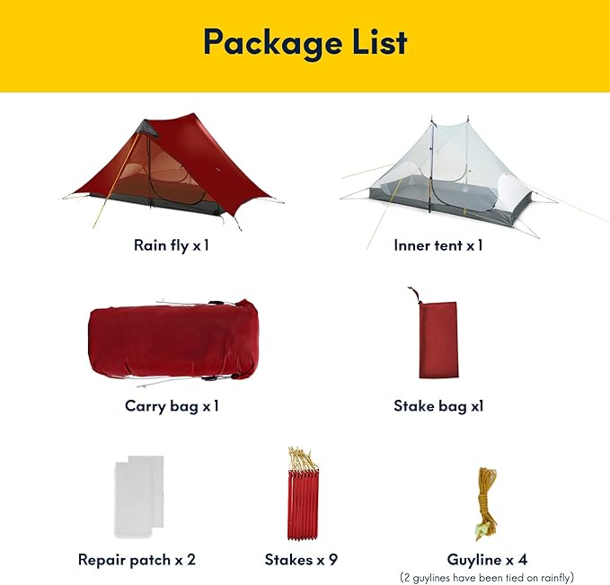 LANSHAN Ultralight Tent 3-Season Backpacking Tent for 1-Person or 2-Person Camping Trekking Kayaking Climbing Hiking