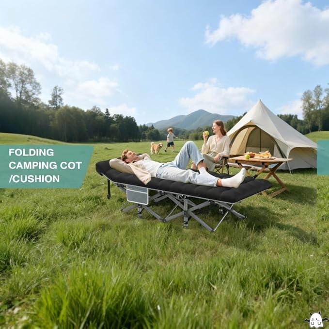 Camping Bed with a Load Capacity of 560-760lbs Foldable and Easy to Store Suitable for Teenagers Adults Travel courtyards terraces Camping. Optional Colors: Gray Black (Grey-Normal)