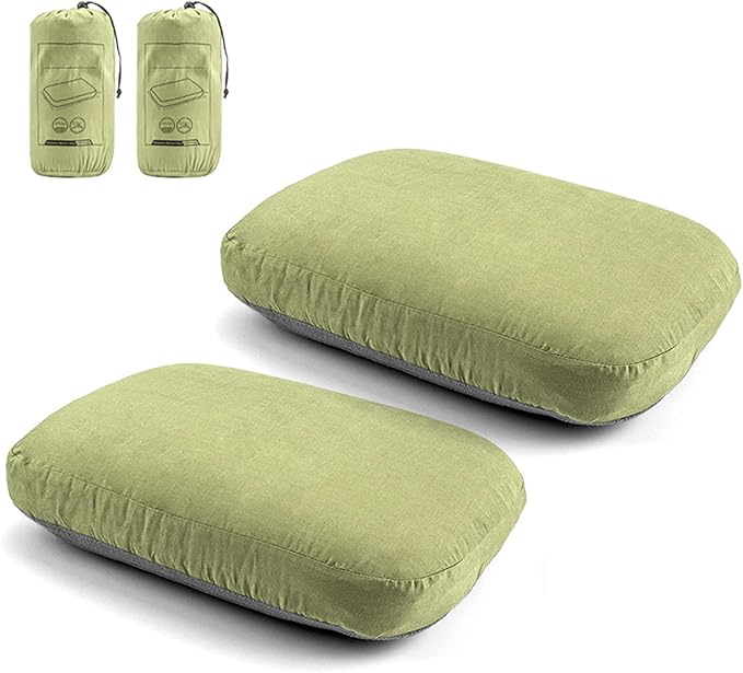 Yunir Travel Pillow for Sleeping Camping Soft Comfortable and Breathable Outdoor Camping Travel Cervical Pillow Ideal Backpacking Hiking and Airplane Machine Washable with Storage (2PCS)