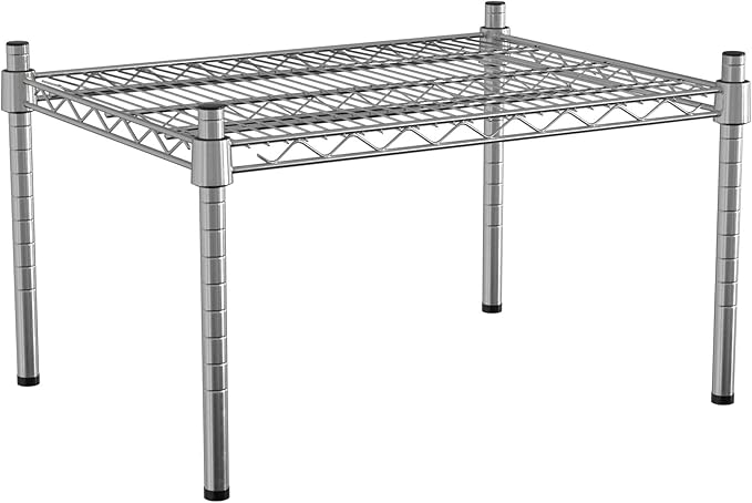 18 x 24 NSF Chrome Wire Stationary Dunnage Storage Rack with 14 Posts Ideal for Commercial Kitchen Home Garage Warehouse Shelters