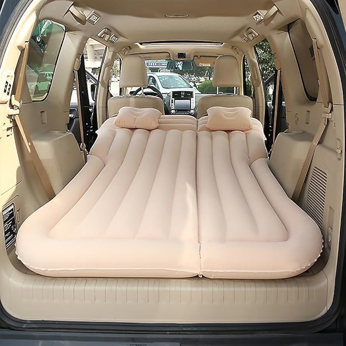 Car Inflatable Mattress for Toyota Sienna 2021 2022 2023 2024 Rear Trunk Air Cushion Camping Travel Folding Self Inflating Sleeping Pad Back Seat Air MattressesBeige