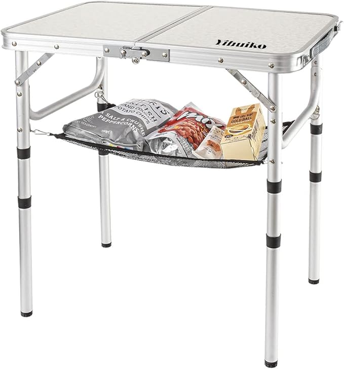 Folding Camping Table with Adjustable Height 23.6 x 15.8 Portable Lightweight Tables with Aluminum Legs for Outdoor Camp Picnic Beach Backyard Tailgate Cooking 3 Heights