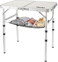 Folding Camping Table with Adjustable Height 23.6 x 15.8 Portable Lightweight Tables with Aluminum Legs for Outdoor Camp Picnic Beach Backyard Tailgate Cooking 3 Heights