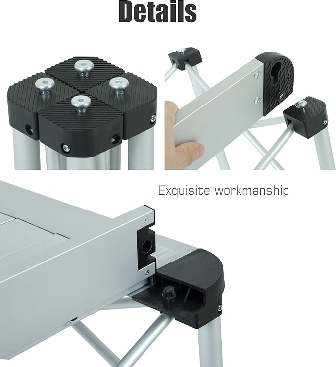 iClimb Lightweight Stable Alu. Folding Square Table Roll Up Top with Carry Bag for Camping Picnic Backyards BBQ Camp Kitchen (Silver S)
