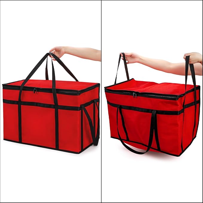 AVLA 3 Pack Insulated Food Delivery Bag 77L XXX-Large Reusable Grocery Tote Insulation Bag Collapsible Commercial Food Warmer Cooler Bags with Strong Handle Zipper for Catering Shopping Travel