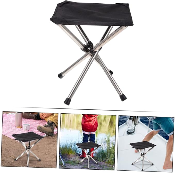 POPETPOP Compact Camping Chair Lightweight Telescopic Folding Stool Outdoor Lounger Canopy Portable Fishing Folding Stool