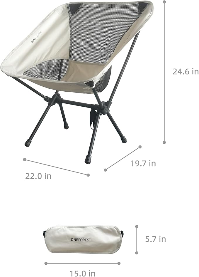 ONEFOREST Camping Chair Foldable Portable Backpacking Chair for Beach Camp Hiking Outdoor Sport Beige