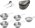 Stainless Steel Camping Tableware Kit with Bowls Strainer Spatula Spoon Chopsticks Storage Bag for Hiking Picnic