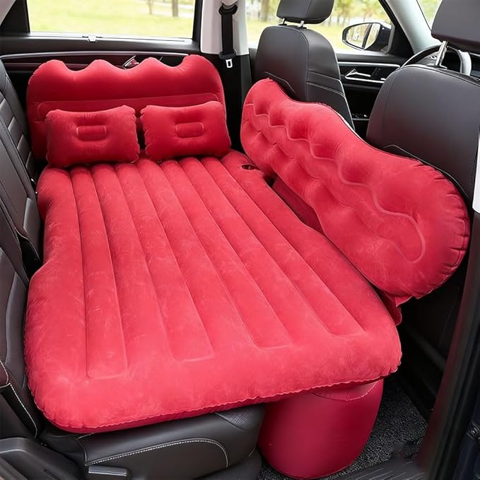 Car Inflatable Air Mattress for Mercedes-Benz EQS SUV 2022 2023 2024 2025 Inflatable Back Seat Car Bed Double-Sided Portable Camping Travel Sleeping BedRed-Mountain Design