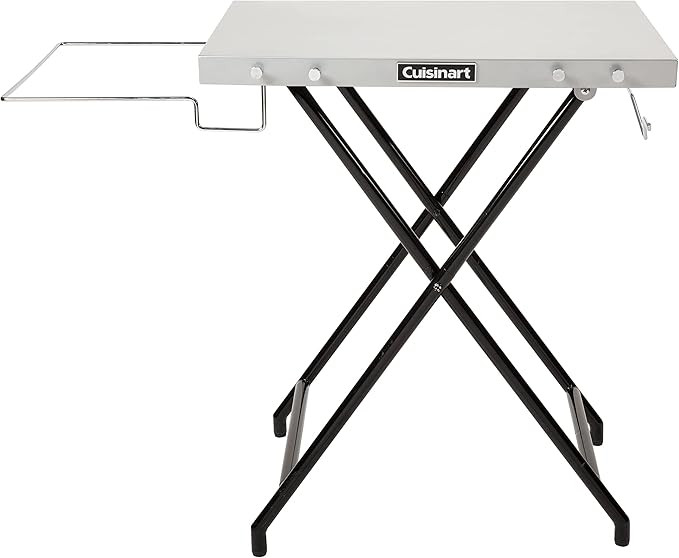 Cuisinart Fold ‘n Go Prep Table Portable Folding Table and Grill Stand with Tool hooks Trash Bag Holder Paper Towel Rack 24” x 20” Steel Food Prep Station Perfect for BBQs Tailgates and Camping