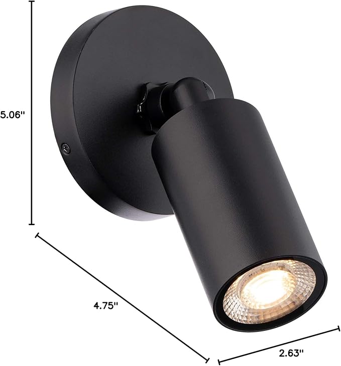 Cylinder LED Single Adjustable Indoor or Outdoor Wall Light 3000K in Black