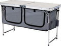 4ft Portable Picnic TablesOutdoor Folding Camping TableAdjustable Height Foldable Grill TablesLightweight Aluminum Picnic Tablewith Storage Compartmentfor Indoor Hiking Camp BBQ Beach (White)