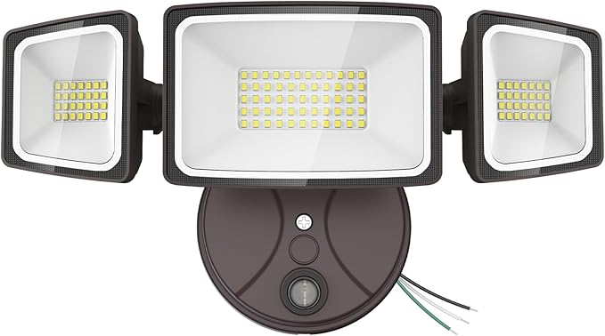 Onforu 70W LED Dusk to Dawn Flood Lights 7000LM Brown Exterior Security Outdoor LightingIP65 Waterproof Outdoor 3 Adjustable Heads Photocell Light Fixture6500K Floodlight for GaragePatioYard