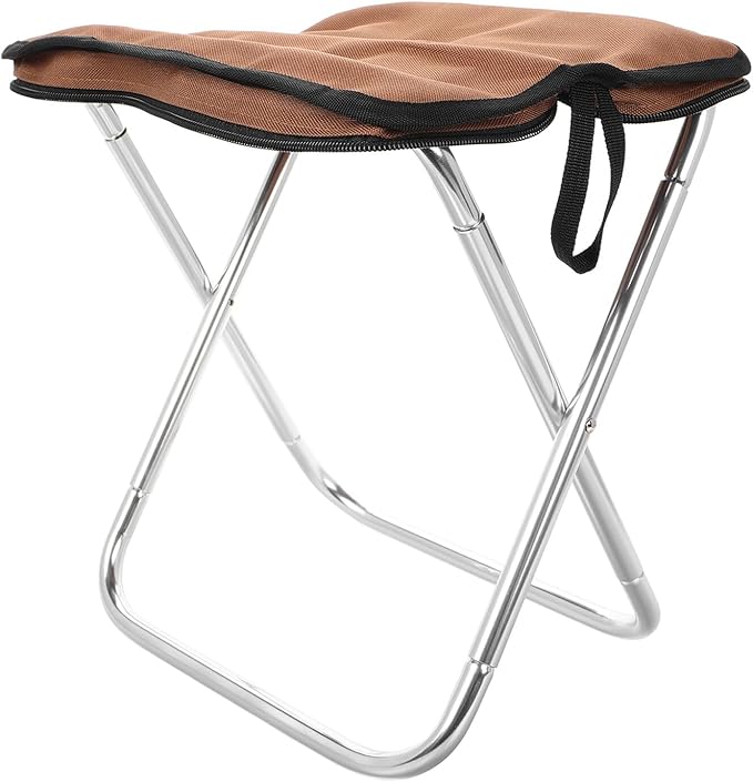Collapsible Folding Stool Portable Backpack Stool Lightweight Foldable Camping Chair for Adults with Carry Handle Brown Outdoor Travel Fishing Hiking Seat