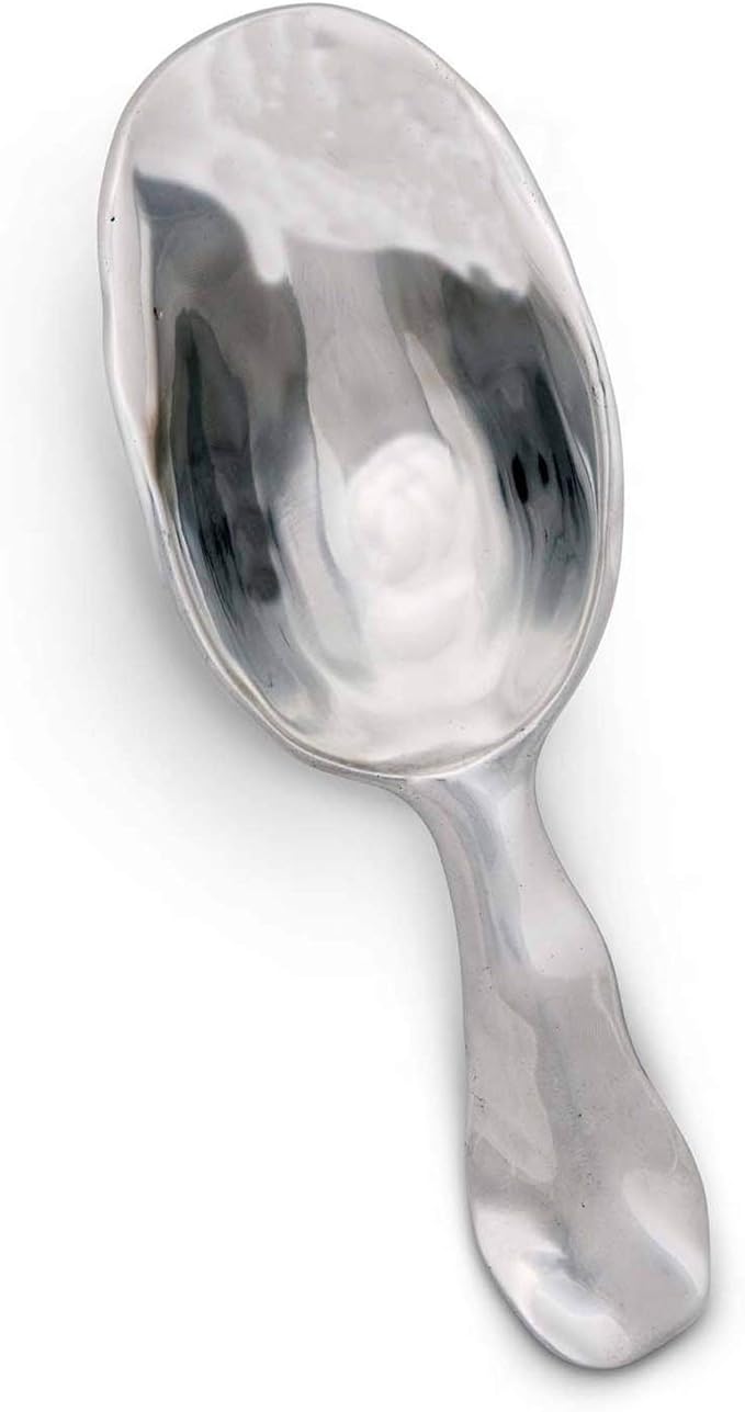 Arthur Court Modern Carmel Pattern Metal Handle Bar Ice Scoop Dry Bin Scoop Dry Goods Scoop Candy Scoop Spice Scoop Sand Casted and Hand Polished Aluminum 8 inch Long