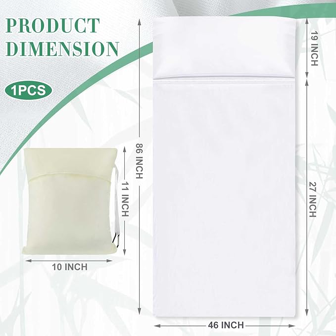 Sleeping Bag Liner for Adult 86 x 41Inch Sheet &amp Camping Sheet for Backpacking Hotel Traveling Comfy Easy Care Sleeping Bags with Zipper Storage Bag