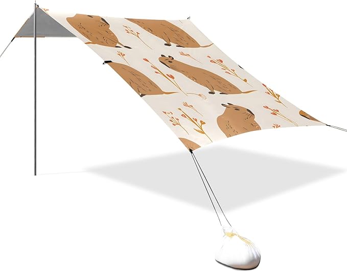 Capybara Seamless Camping Sun Shelter Beach Tent Portable Beach Sun Shade Outdoor Canopy for Camping Trips Fishing Picnic