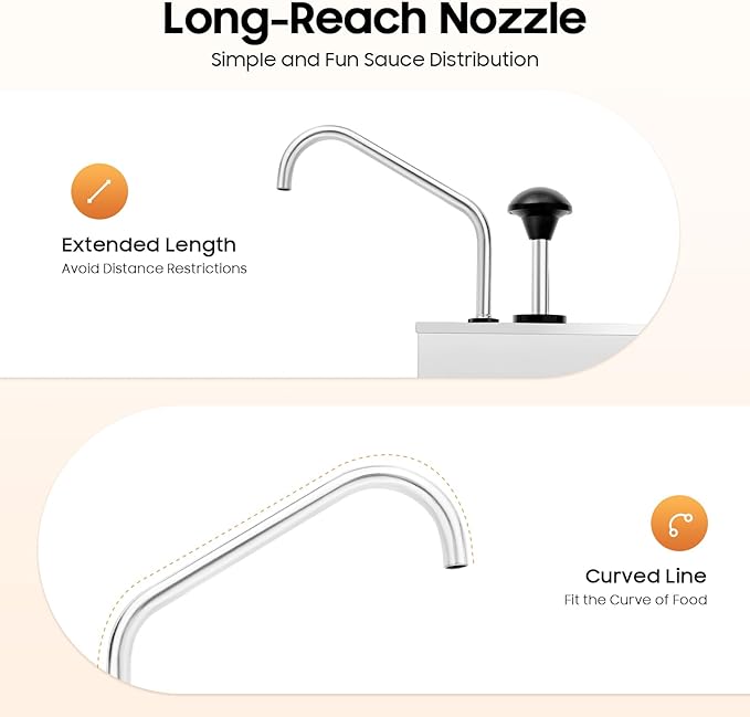 4L Single Bucket 304 Stainless Steel Condiment Pump Station Sauce Dispenser Pump for Syrup Salad Dressing Ketchup Seasoning Sauce