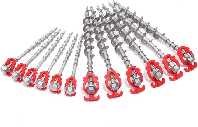 12 Pcs Aluminum Ground Anchors Non-Rust Cast Tent Stakes Heavy Duty Metal Tent Stakes Pegs Ideal for Tents Canopies Sheds Car Ports Swing Sets Outdoors