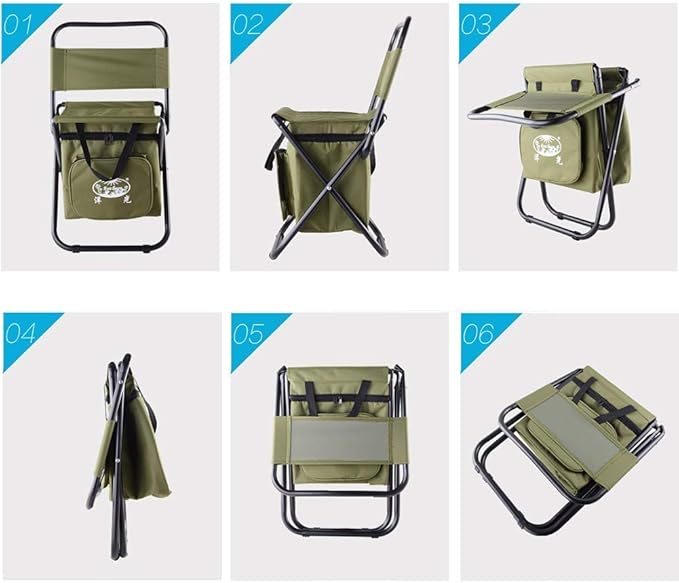 Cooler Chair with BackrestUltralight Portable Folding Camping StoolBackpack Fishing Stool with CoolerStorage Footstool Z6D8Y3