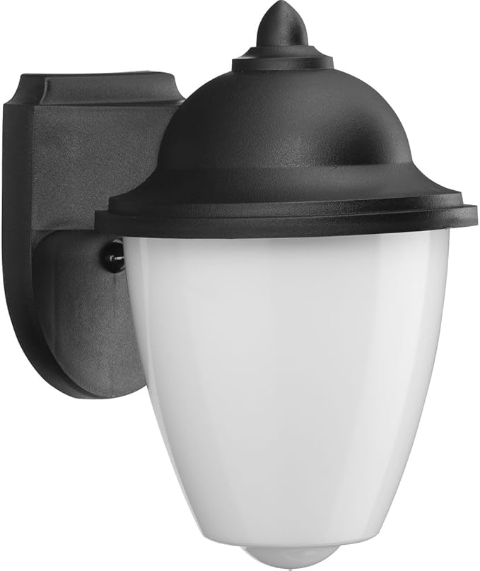 Progress Lighting Polycarbonate Outdoor 1-Light White Acrylic Shade Traditional Outdoor Wall Lantern Light Textured Black