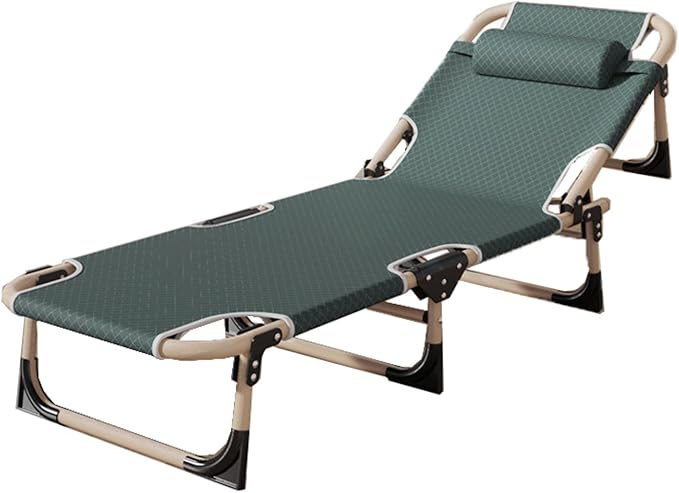 TOWINE Camping Cots for Adults Recliner Folding Bed Single Office Nap Bed Simple Multi-Functional Recliner Outdoor Leisure Nap Folding Bed Sleeping Cot for Camping Pool Beach (Color : 1 Size : F)