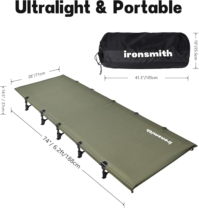 ASGARD Camping CotPortable Camping Bed for Adults ChildrenFoldable Sleeping cots for HikingCampingTravel Foldable Bed for Office nap Support 330LB Ultralight Backpacking Gear