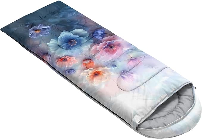 Kids Sleeping Bag for Boys GirlsBlue Ripples Print-Lightweight Warm Portable Outdoor Indoor-Waterproof Cold Weather Resistant Sleeping Bag for Camping Hiking