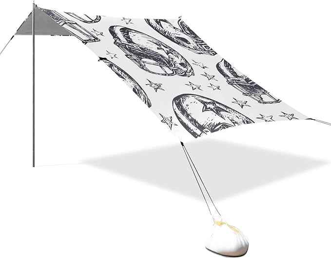 Rugby Pattern (49) Camping Sun Shelter Beach Tent Portable Beach Sun Shade Outdoor Canopy for Camping Trips Fishing Picnic