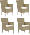 Black Dining Chairs Kitchen Table Chairs Chairs Living Room Outdoor Dining chairsPatio Dining Chairs 4 pcs Poly Rattan BeigeSuitable for Gardens courtyards