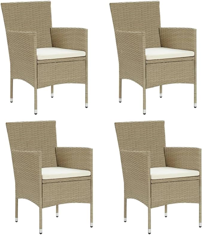 Black Dining Chairs Kitchen Table Chairs Chairs Living Room Outdoor Dining chairsPatio Dining Chairs 4 pcs Poly Rattan BeigeSuitable for Gardens courtyards