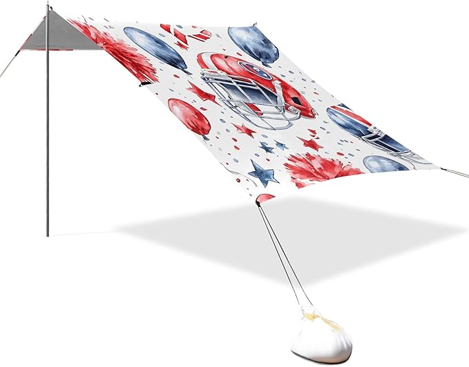 Rugby Tile Balloon Pattern Camping Sun Shelter Beach Tent Portable Beach Sun Shade Outdoor Canopy for Camping Trips Fishing Picnic