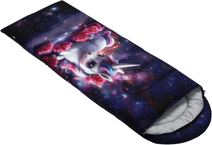 AILONEN Kawaii Panda Sleeping BagsLightweight &amp Waterproof3 Season Warm &amp Cool WeatherDreamy Purple Flower Animal Themed Sleeping Bags for BoysGirlsKidsAdults TravellingOutdoors