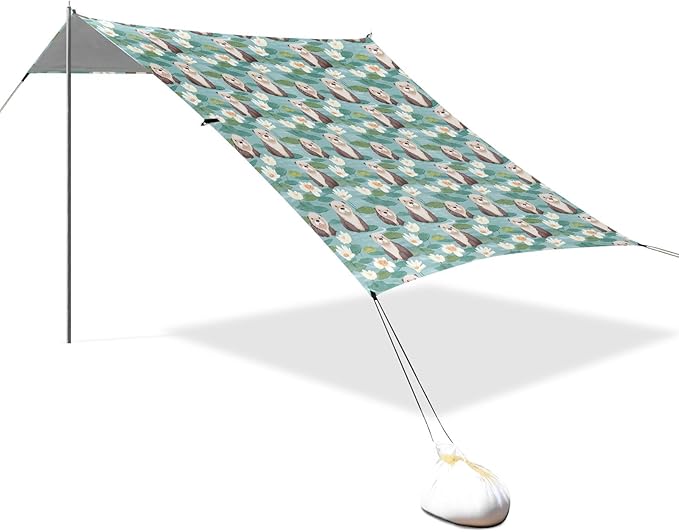 Camping Sun Shelters Cute Sea Otter Pattern Beach Canopy 126 * 110.2in