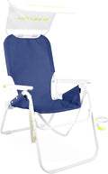 SUNFLOW The Tall Sand Dune Premium Beach Chair Portable Rust-Resistant Adjustable Reclining Lounger with UPF 50+ Sun Shade and Drink Holder for The Ultimate in Comfort -Ocean Navy