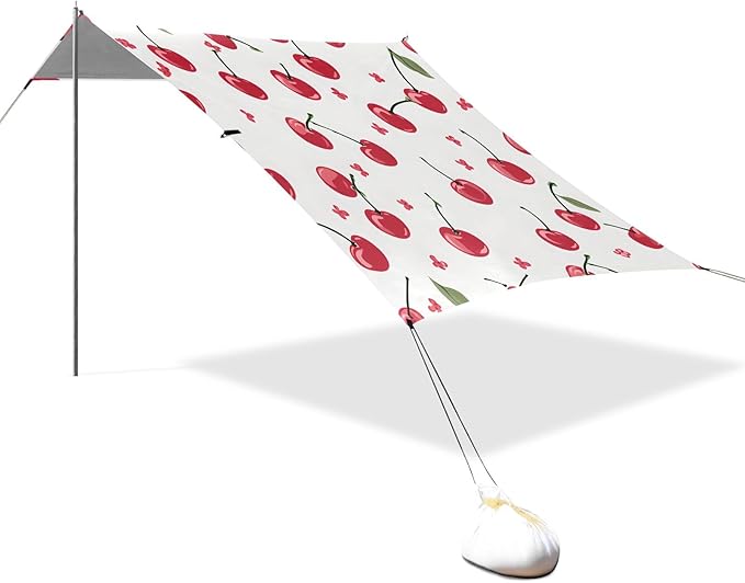 Camping Sun Shelters Cherry Berries on Stem Beach Canopy 126 * 110.2in