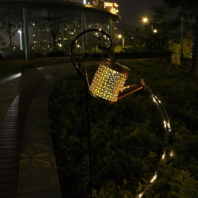 Solar Watering Can Light Outdoor Decor - Waterproof Solar Garden Pathway Lights for Yard Garden - Perfect Gifts for Women Mom Grandma Birthday (Petal Design)