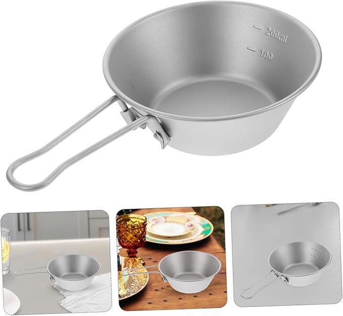 Outdoor Titanium Camping Bowl Portable Camping Bowl Titanium Camp Dishes for Hiking Picnic and Outdoor Dining