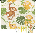 Tropical Cartoon Monkey Beach Blanket - Waterproof and Sand Proof 79 x83 Large Lightweight Picnic Mat Suitable for Beach Camping Hiking Includes 4 Ground Nails&amp1 Storage Bag