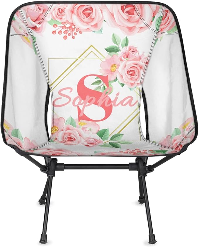 Camping Chair Personalized Backpacking Chair Lightweight Portable Folding Customized Name Chairs for Beach Sport Hiking (Pink)